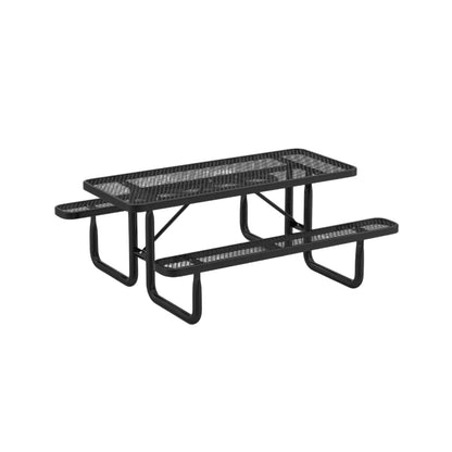 Outdoor Picnic Table and Bench Set for 8 Person with Seats and Mesh Grid-Black