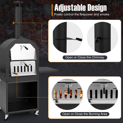 Outdoor Pizza Oven — Built‑In Thermometer, Grill Racks & Protective Cover