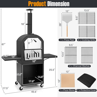 Outdoor Pizza Oven — Built‑In Thermometer, Grill Racks & Protective Cover