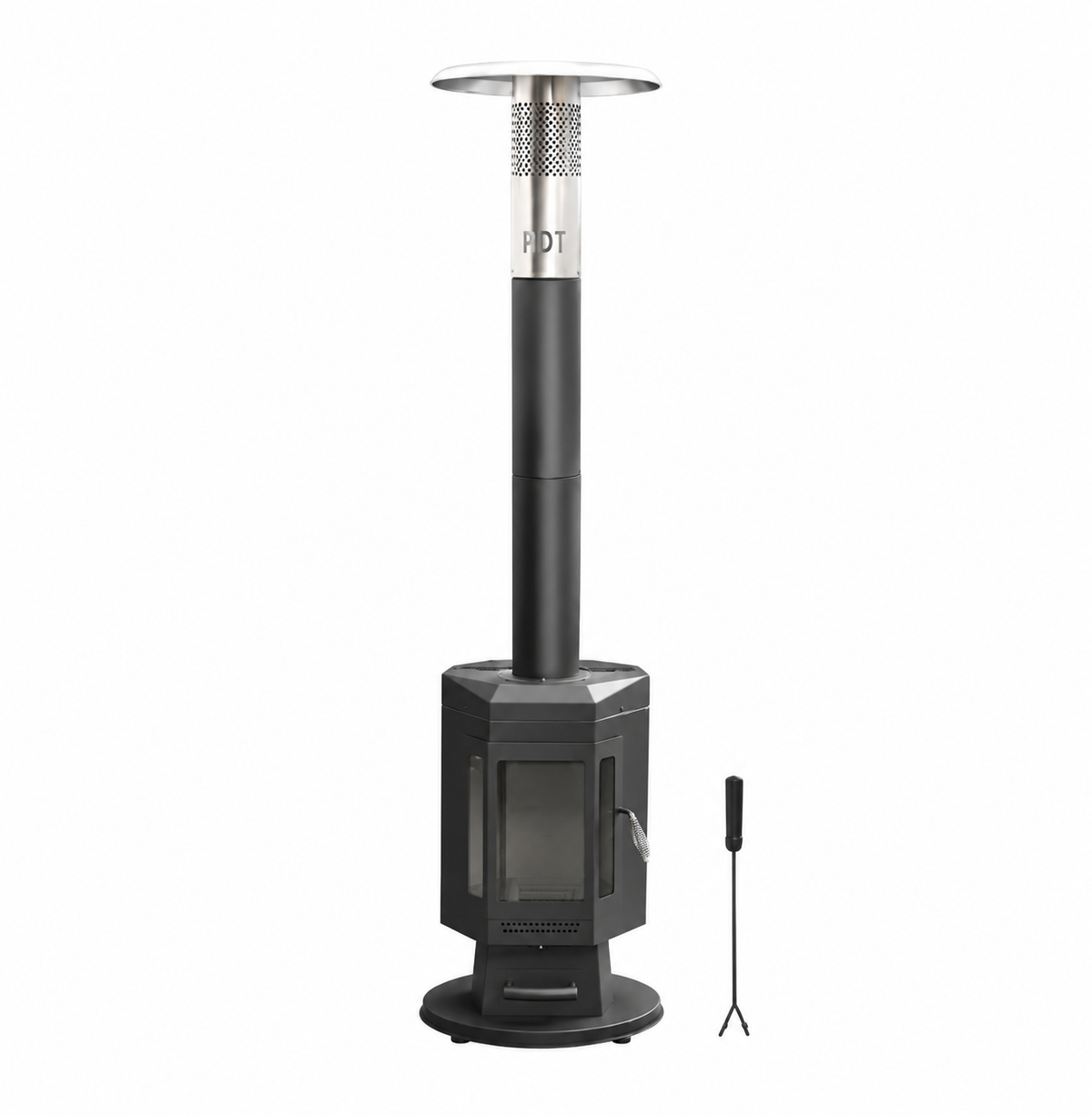 80" Premium Wood Pellet Patio Heater with Glass Window