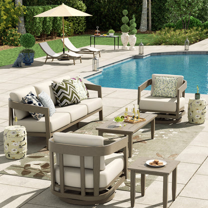 Harmonti Patio 5-Piece Aluminum Swivel Conversation Sofa Set With Cushions