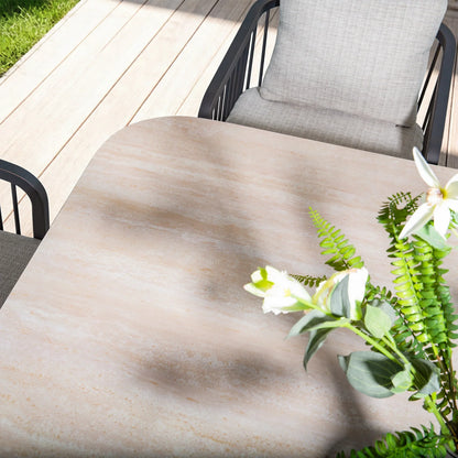 Asheville Patio Rectangular Dining Table and 6 Swivel Chairs