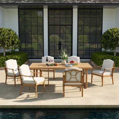 Arcadia Weather-Resistant Outdoor 84"L Dining Table and 6 Armchairs