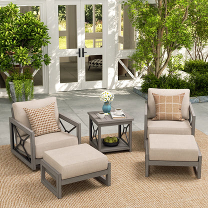 Marindo Aluminum Patio Conversation Set With 2 Swivel Chair and 2 Ottoman