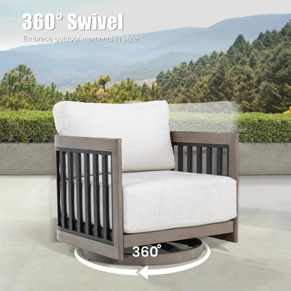 Sereno 6-Piece Swivel Aluminum Patio Conversation Set with Ottoman