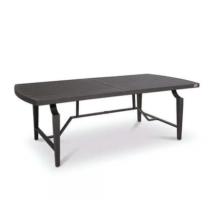 Tamarin Aluminum Patio Rectangular Dining Table and 6 Dining Swivel Chair