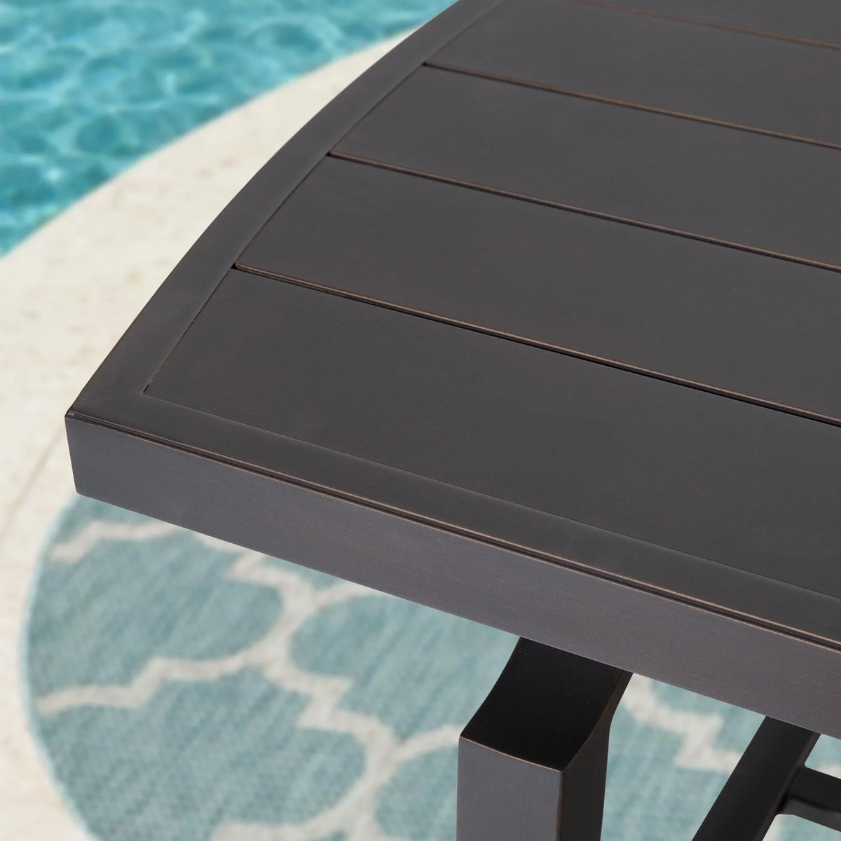 Tamarin Aluminum Patio Rectangular Dining Table and 6 Dining Armchairs