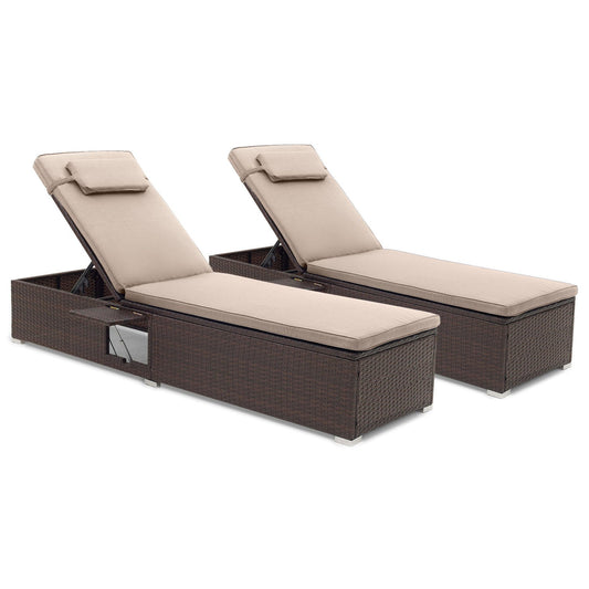 PE Rattan Chaise Lounge Set of 2