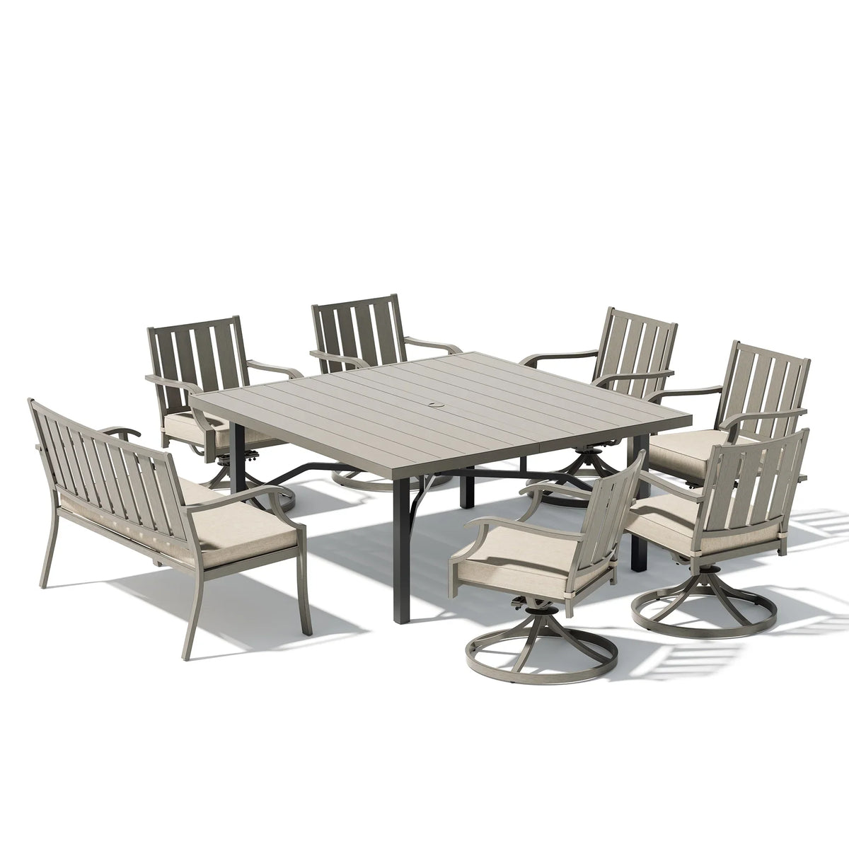 Azur 8-Person Patio Square Dining Table Set With Sunbrella® Cushions