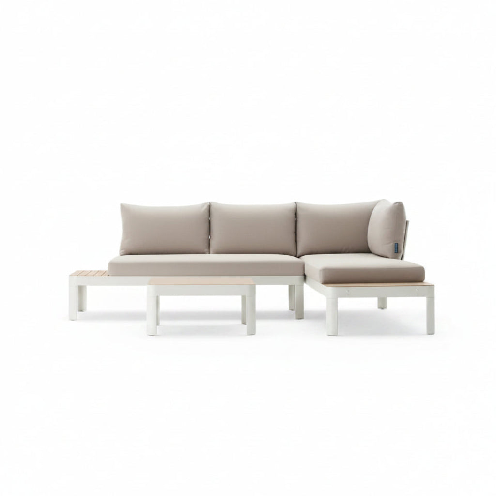 Portals Teak and Aluminum Modular Sofa 3pc Set