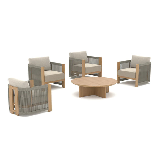 Positano 5-Piece Aluminum Outdoor Seating Set with Sunbrella® Cushions