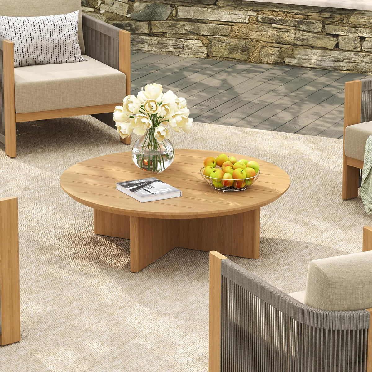 Positano 5-Piece Aluminum Outdoor Seating Set with Sunbrella® Cushions