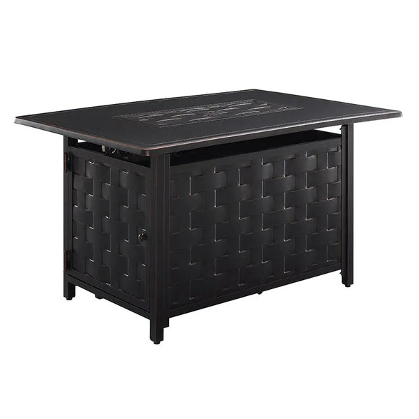 Preston 44" Rectangular Basketweave Aluminum Convertible Gas Fire Pit Table