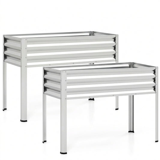 Raised Garden Bed Set of 2 Electro-Coating Metal Large Elevated Planter Box
