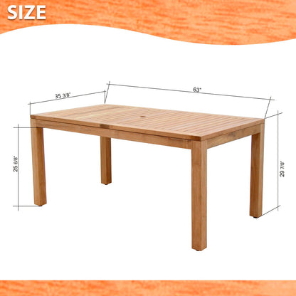 Rinjani Rectangular Teak Dining Table &amp; 6 Chamonix Dining Chairs Set