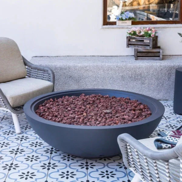 Elementi Plus Rose Bowl 48" Round Concrete Fire Bowl – 60,000 BTU Outdoor Gas Feature