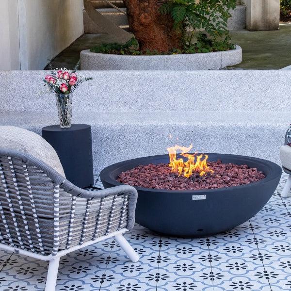 Elementi Plus Rose Bowl 48" Round Concrete Fire Bowl – 60,000 BTU Outdoor Gas Feature