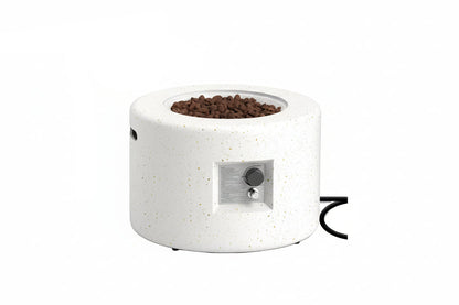Round Terrazzo Propane Gas Fire Pit with Hideaway Tank Holder and Lava Rocks