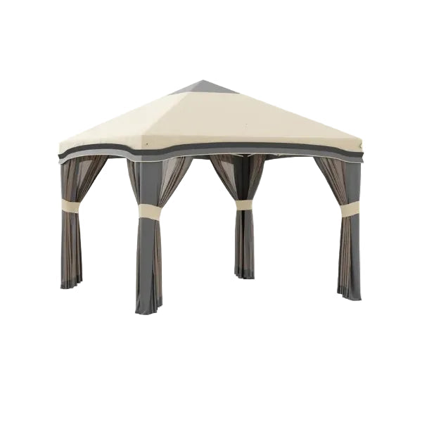 Outsunny 10x10ft Pop Up Gazebo Tent with Netting Height Adjustable Outdoor Party Shelter with Wheeled Carry Bag