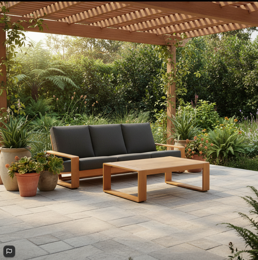 Lirienne 2-Piece Outdoor Patio Aluminum Faux Wood Furniture Set