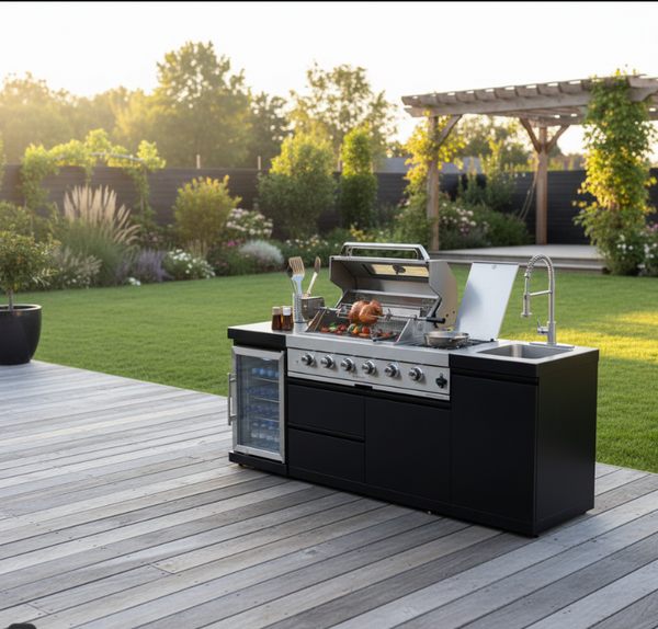 85-Inch 4-Burner Stainless Steel Gas Outdoor Kitchen Barbecue Island Grill