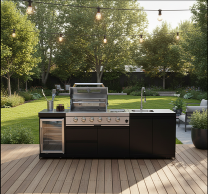 98-Inch 4-Burner Stainless Steel Gas Outdoor Kitchen Barbecue Island Grill
