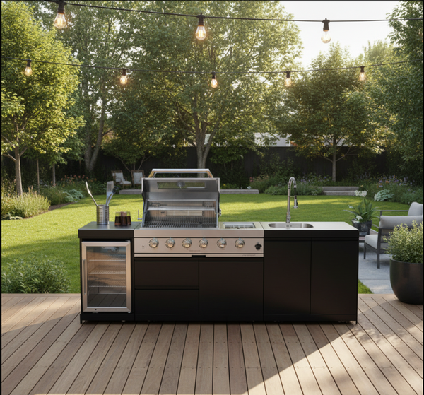 98-Inch 4-Burner Stainless Steel Gas Outdoor Kitchen Barbecue Island Grill