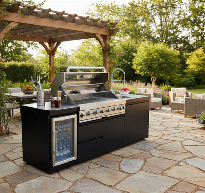 96-Inch 6-Burner Stainless Steel Gas Outdoor Kitchen Barbecue Island Grill