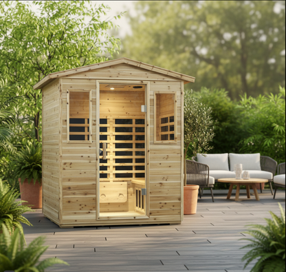 Four person Far-infrared Old fir outdoor sauna room