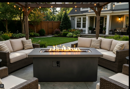Outdoor 60-Inch Rectangular Dark Grey Concrete Fire Pit Table