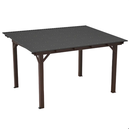 13x10ft Wooden Garden Gazebo with Metal Roof