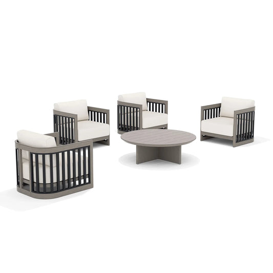 Sereno 5-Piece Outdoor Lounge Chair Set With Round Coffee Table