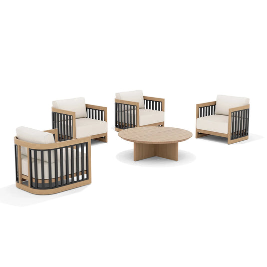 Sereno 5-Piece Lounge Chair and Round Coffee Table Set