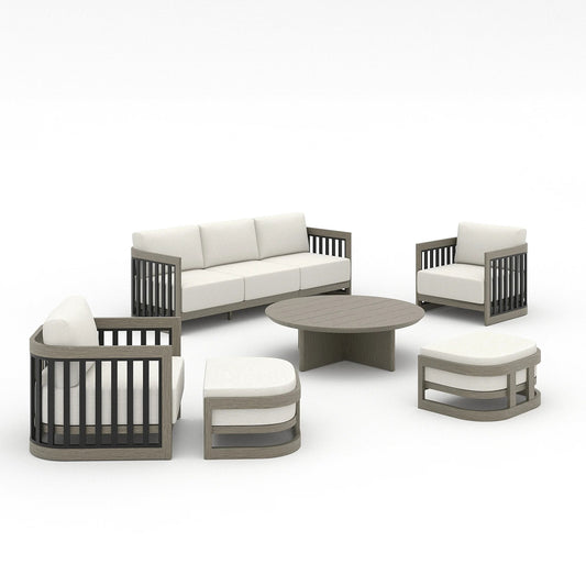 Sereno 6-Pieces Modern Outdoor Sectional Seating Set with Ottoman