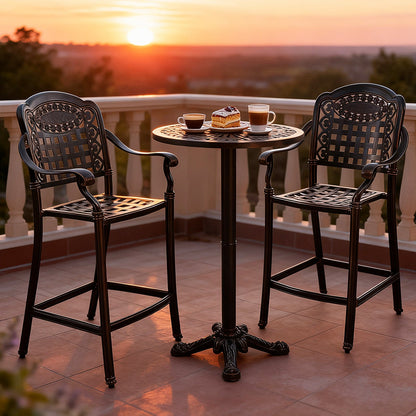 Set of 4 Outdoor Bar Stools — 25.5" Counter‑Height Cast Aluminum Bar Chairs (Copper Finish)