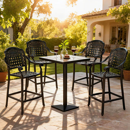 Set of 4 Outdoor Bar Stools — 25.5" Counter‑Height Cast Aluminum Bar Chairs (Copper Finish)