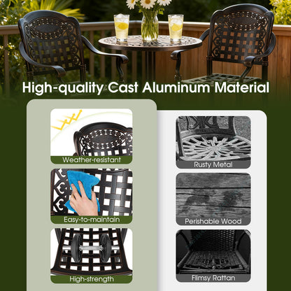 Set of 4 Outdoor Bar Stools — 25.5" Counter‑Height Cast Aluminum Bar Chairs (Copper Finish)
