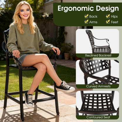 Set of 4 Outdoor Bar Stools — 25.5" Counter‑Height Cast Aluminum Bar Chairs (Copper Finish)