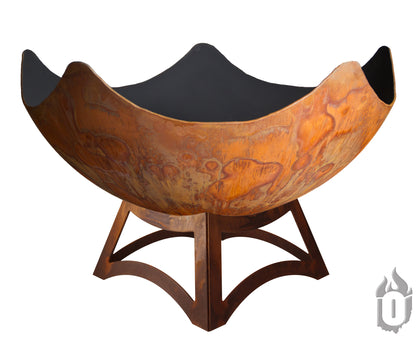 Ohio Flame “Stellar” Artisan Fire Bowl — Handcrafted Carbon Steel with Patina Finish & Liberty Hollow Base (Made in USA)