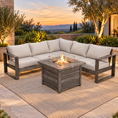 Aluminum Firepit Sofa Set — Walsh 4‑Piece