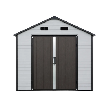 8' × 8' x 14' Outdoor Resin Storage Shed – Aluminum Frame, Windows & Included Floor