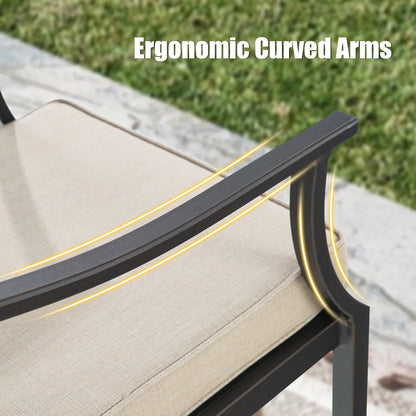Tamarin Aluminum Patio Rectangular Dining Table and 6 Dining Armchairs