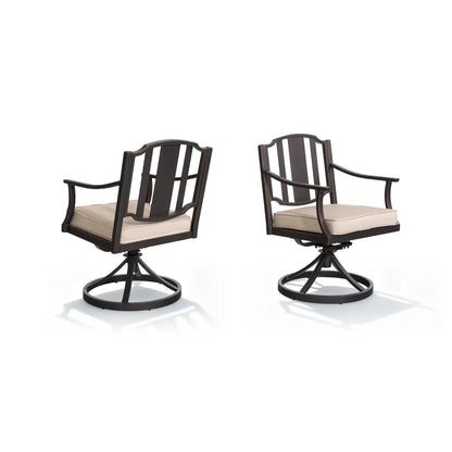 Tamarin Aluminum Patio Rectangular Dining Table and 6 Dining Swivel Chair