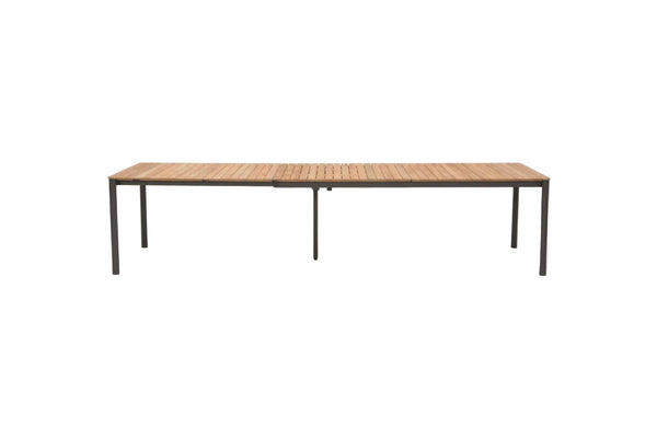 Topaz Dark Teak and Aluminum Rectangular Extendable Table