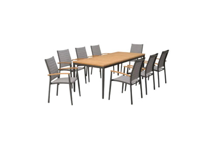 Topaz 9 Piece Teak Big Rectangular Dining Set