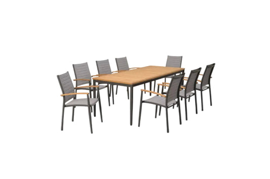 Topaz 9 Piece Teak Big Rectangular Dining Set