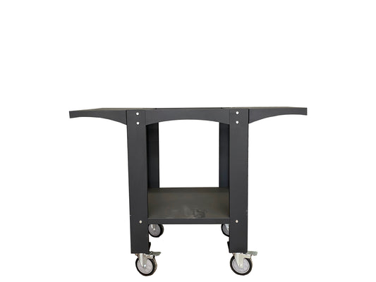 Karma 25 Black Cart – Portable Outdoor Oven Stand with Locking Casters & Side Shelves