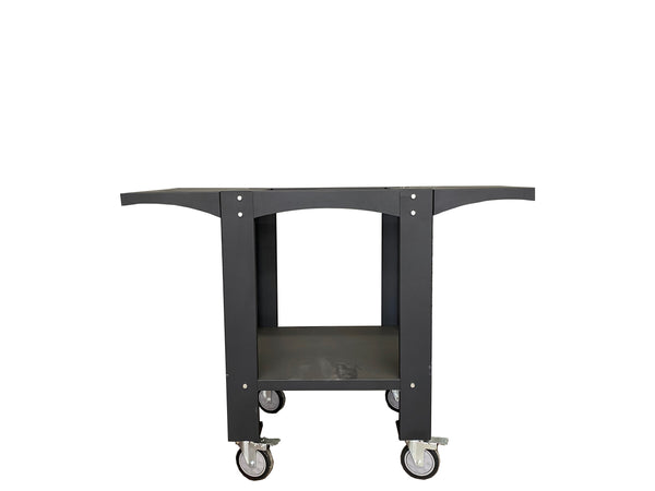 Karma 25 Black Cart – Portable Outdoor Oven Stand with Locking Casters & Side Shelves