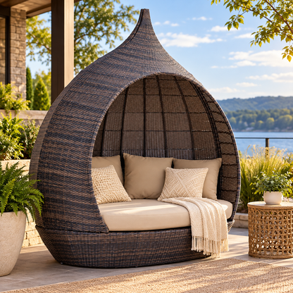 Martinique Outdoor Wicker Daybed – Modern Resort-Style Lounge with Sunproof Cushions