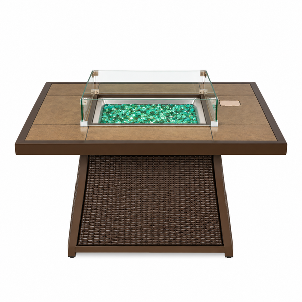 42" Outdoor Propane Fire Pit Coffee Table – Modern Square Burner Design
